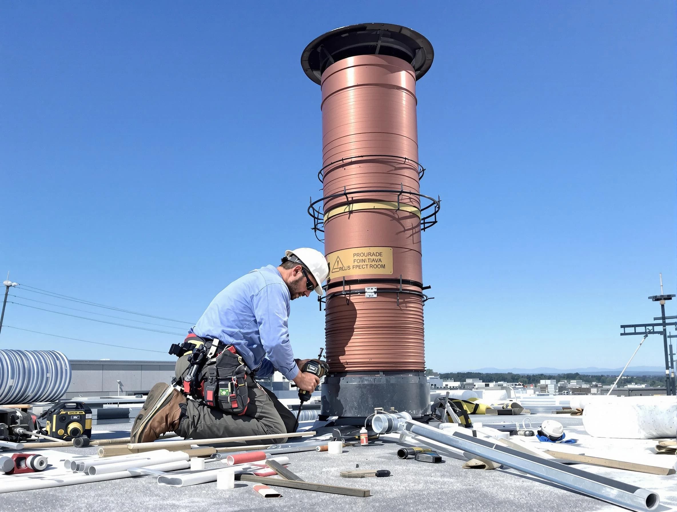 Installed chimney liner by Franklin Chimney Sweep in Franklin, MA