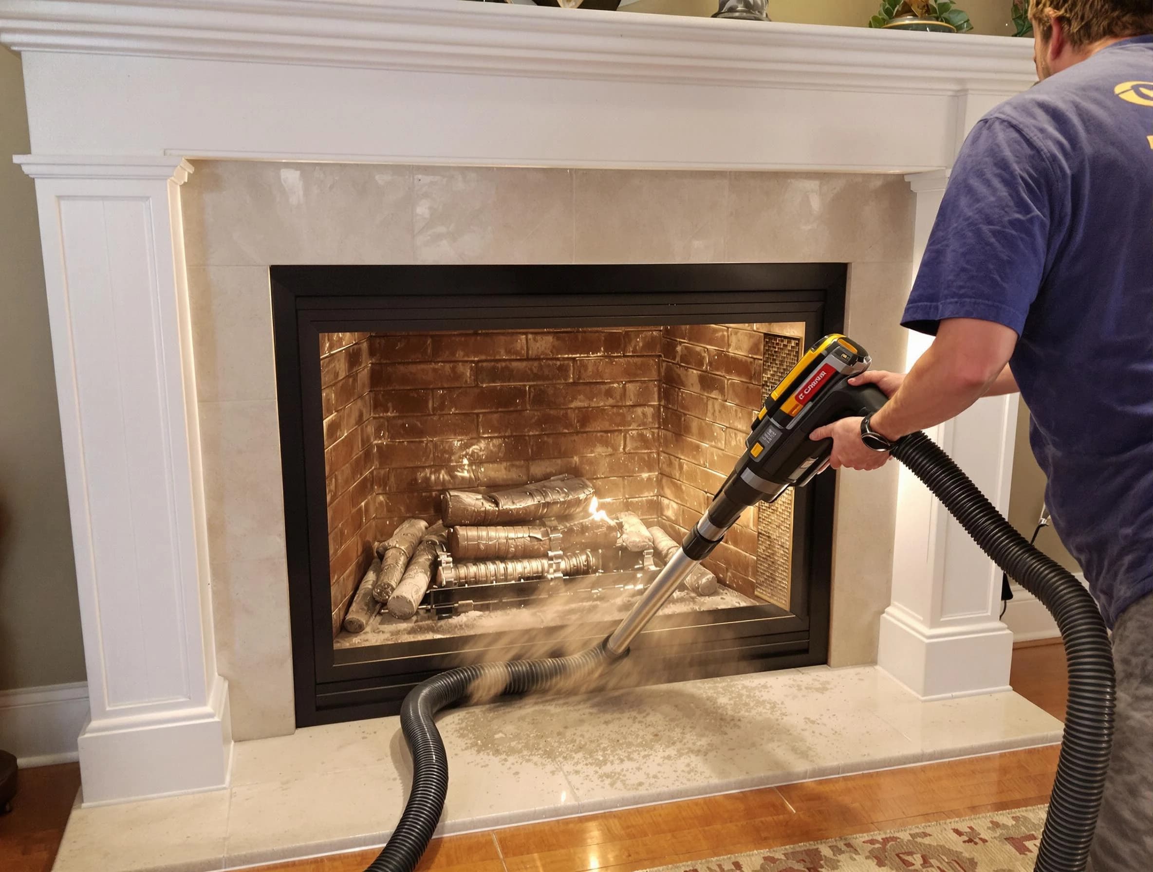 Fireplace cleaning performed by Franklin Chimney Sweep in Franklin, MA