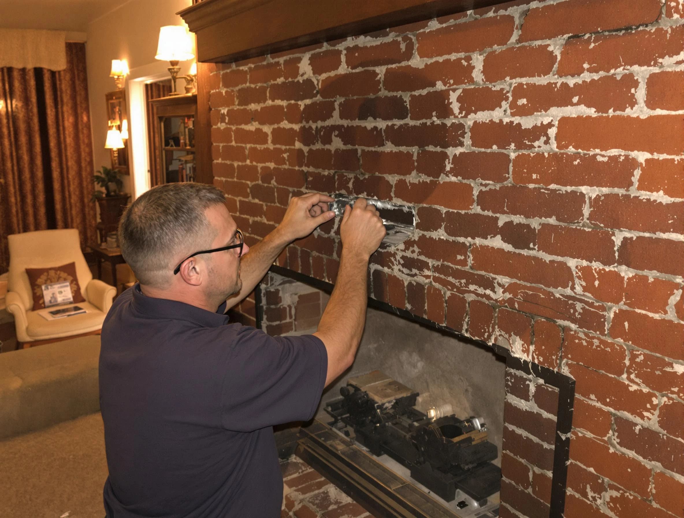 Franklin Chimney Sweep expert fixing a fireplace in Franklin, MA