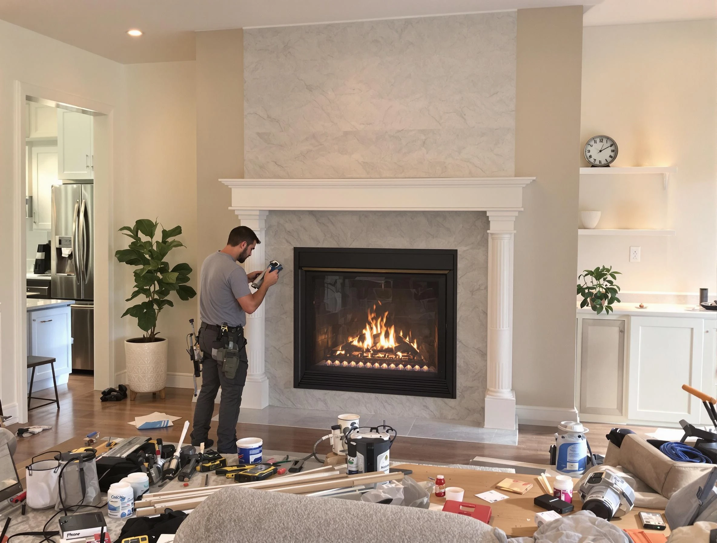 Newly installed fireplace by Franklin Chimney Sweep in Franklin, MA