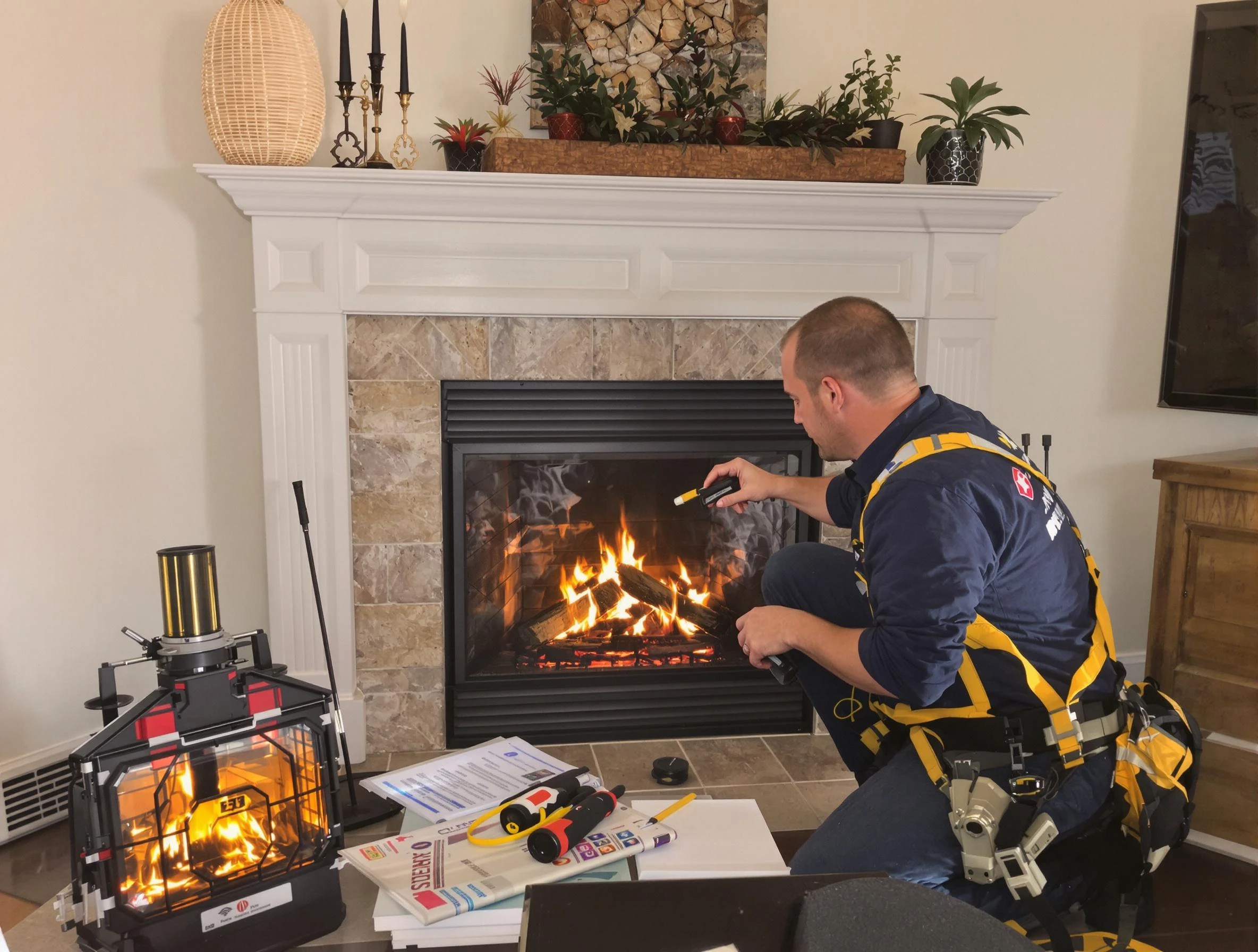 Safety-focused fireplace inspection by Franklin Chimney Sweep in Franklin, MA